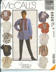 6626 MCCALLS MS WESTERN STYLED BIB FRONT/ TUX SHIRT, BOW TIE PATTERN 12=16 OR 14-18 choice uncut